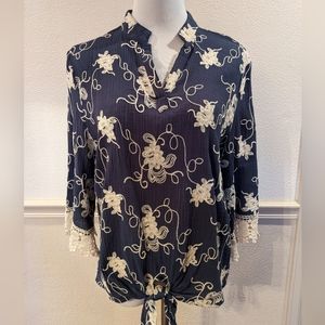 Lauren Michelle Embroidered Gauze Top